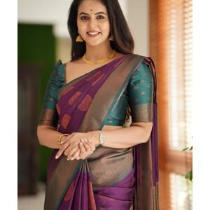 purple silk saree