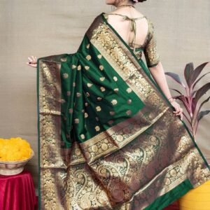 dark green-golden silk saree