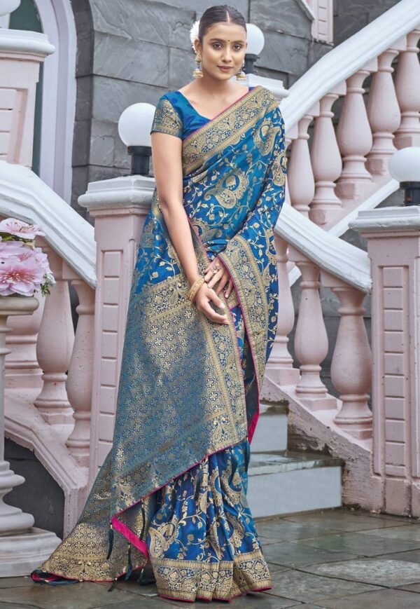 Blue silk saree