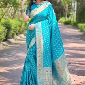 sky blue saree