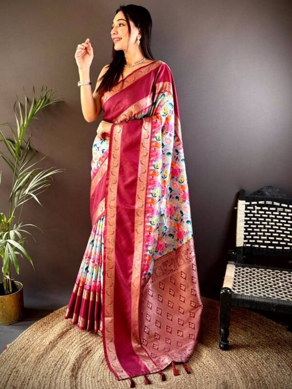 brown-red saree