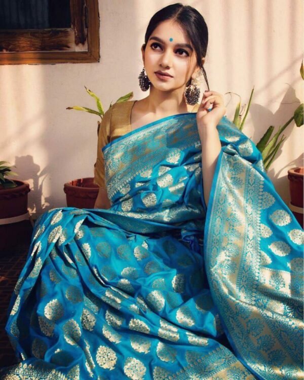 Blue silk saree