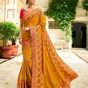 orange silk saree