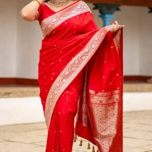 Red pattern silk saree