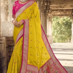 Yellow silk saree