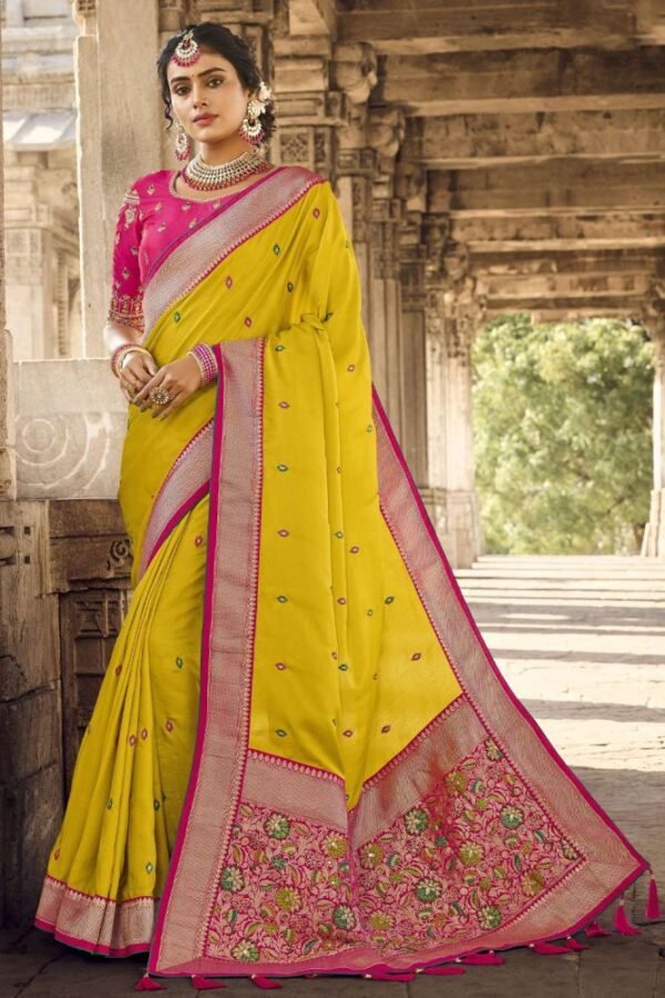 Yellow silk saree